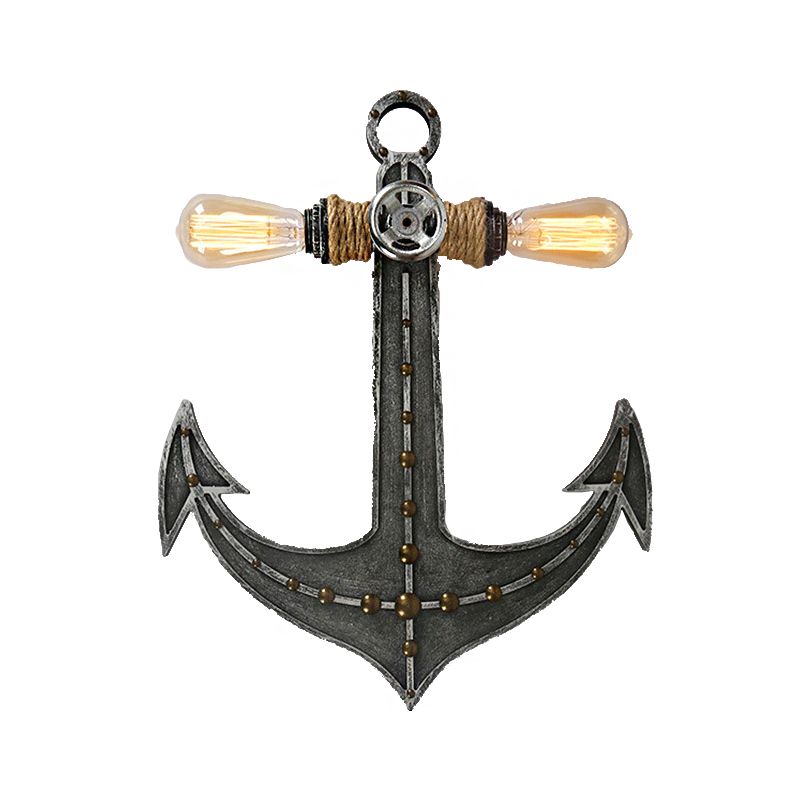 Exposed Bulb/Caged Shade Metal Sconce Lighting Industrial 2 Lights Indoor Wall Mounted Lamp in Grey for Coffee Shop