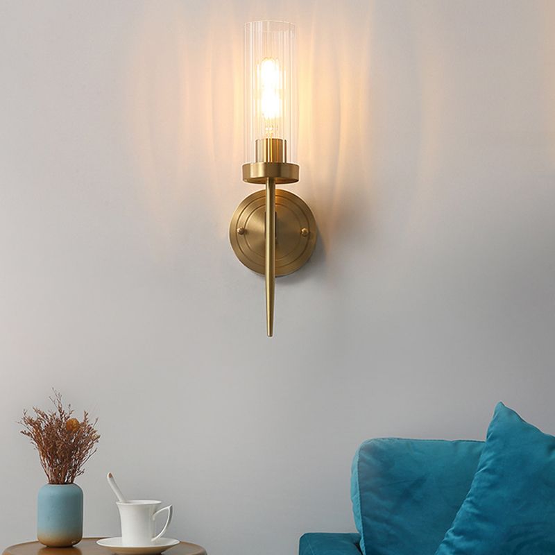 American Style Vanity Light Cylinder Shape Vanity Lamp with Glass Shade for Shower Room