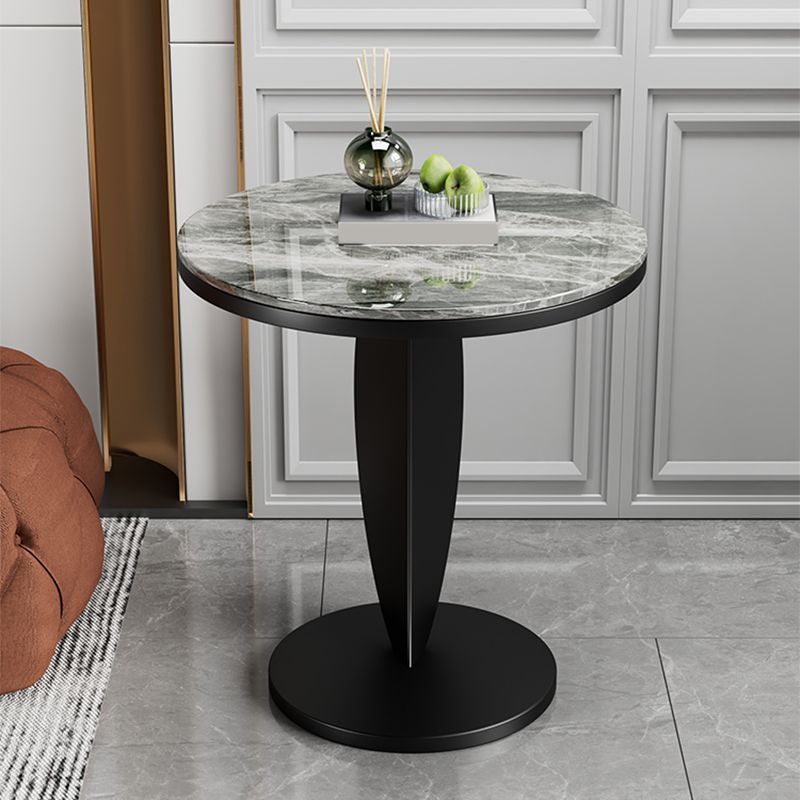 Contemporary Round Stone Top Sofa Side Accent Table for Living Room