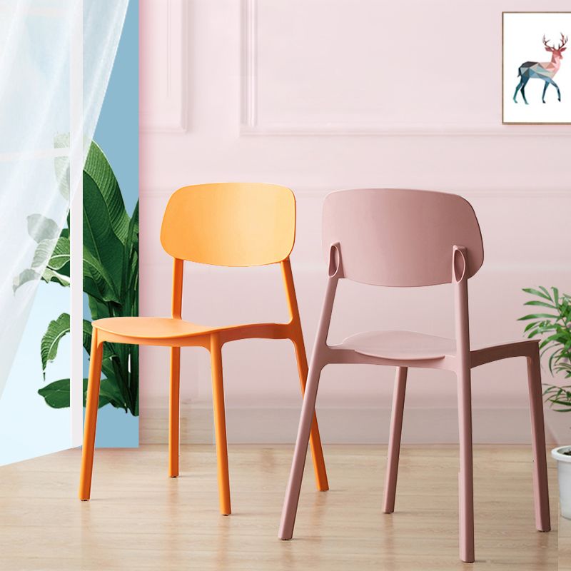 Chaises de salle à manger scandinaves sans accoudoirs Chaise d'appoint à dossier ouvert en plastique (Ensemble de 4)