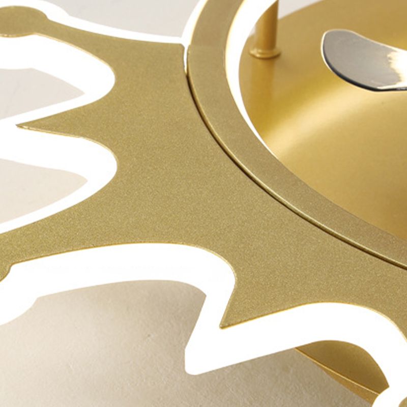 5-Blade LED Children Ceiling Fan Metallic Golden Fan with Light for Home