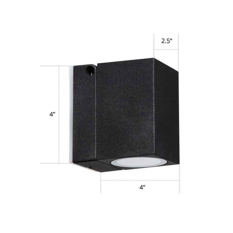 Luce rettangolare a parete montata Modern Metal LED Patio Sconcetto in nero in nero