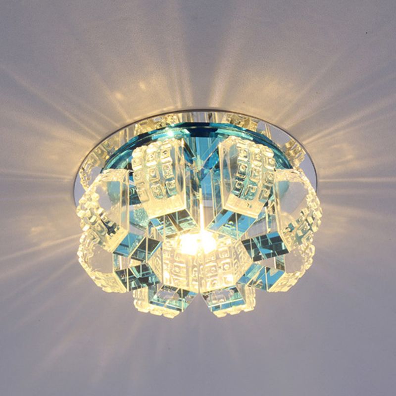 Simple Style Blossom LED Flush Mount Light Crystal Corridor Flush Mount Ceiling Light in Clear