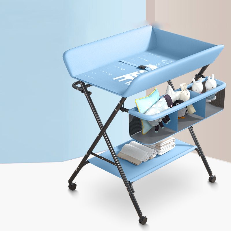 Metal Frame Baby Changing Table Folding with Shelf ,31.5"L×24.8"W