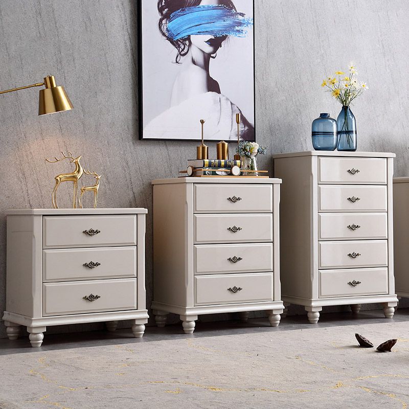 17.5" W Modern Storage Chest Dresser White Rubber Wood Storage Chest with Drawers