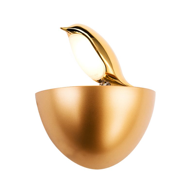 Silver/Gold Birdie Wall Lamp Kids Aluminum LED Sconce Light Fixture with Quarter Sphere Stand