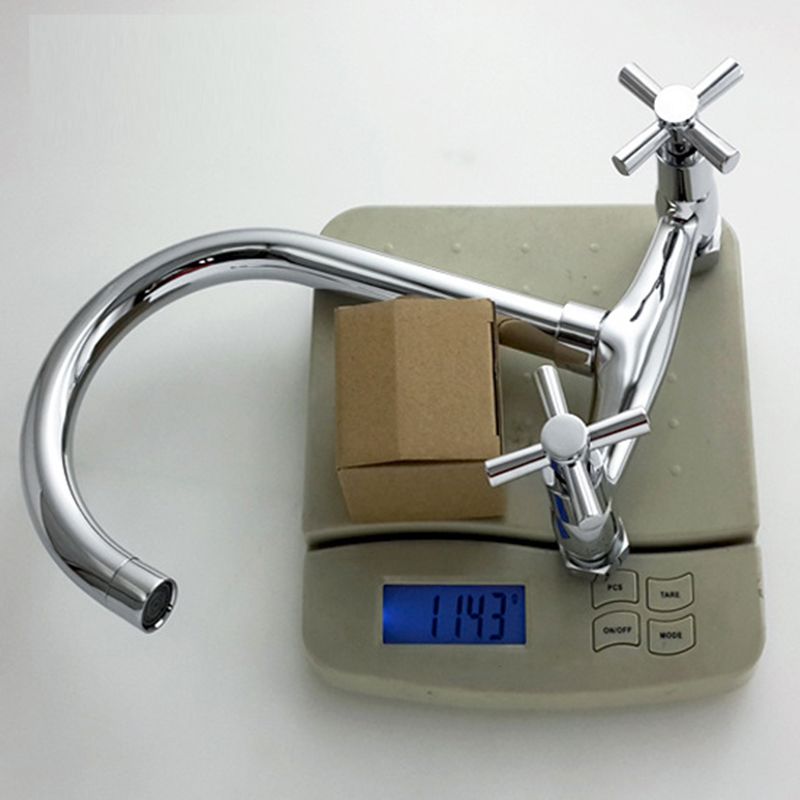 Modern 2-Handle Bathroom Sink Faucet 3 Hole Wall Mounted Bathroom Faucet with High-Arc