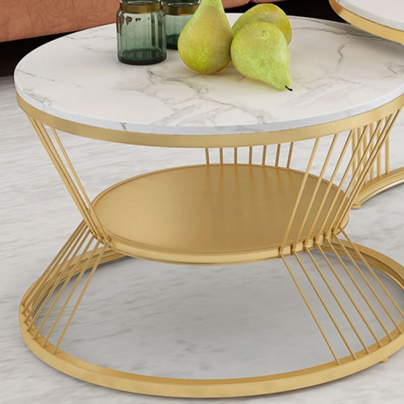 Slate Coffee Table Round Nesting Coffee Table Set for Living Room