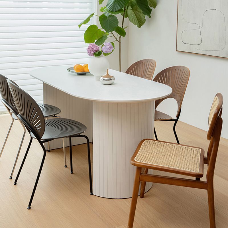 Modern Solid Wood Table for Restaurant Oval Kitchen Table with Double Pedestal