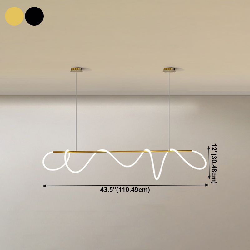 Linear Silica Gel Island Light Fixture Modern Ceiling Pendant Light for Living Room