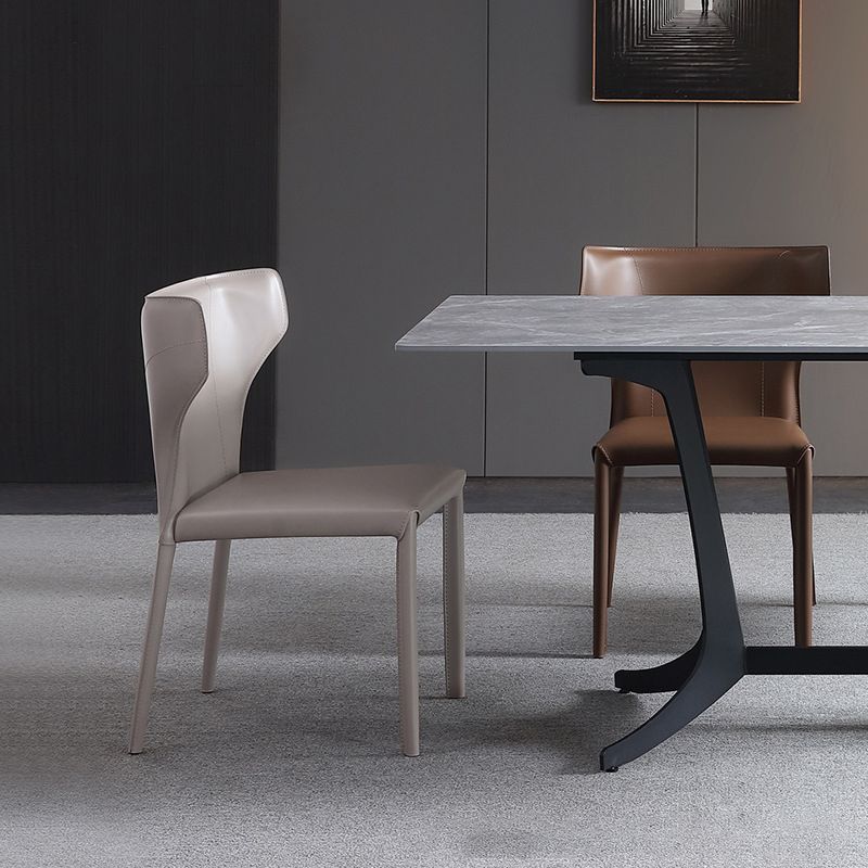 Silla lateral con respaldo lateral para restaurante, estilo diseñador, silla de comedor de cuero