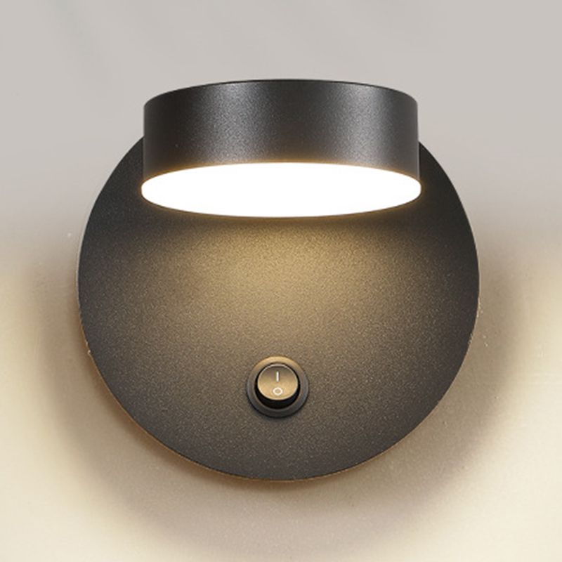Single Contemporary White/Black Wall Mounted Sconce Metal Wall Light for Foyer