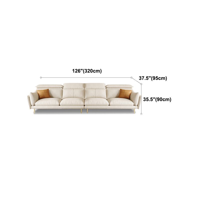 Cream Faux Leather Sofa/Sectional with Storage Bag Adjustable Sofa for Living Room