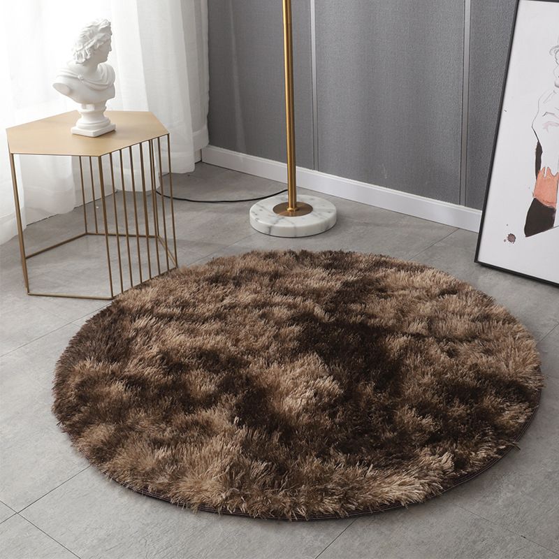 Modern Round Plush Rug Polyester Indoor Rug Stain Resistant Area Carpet for Living Room
