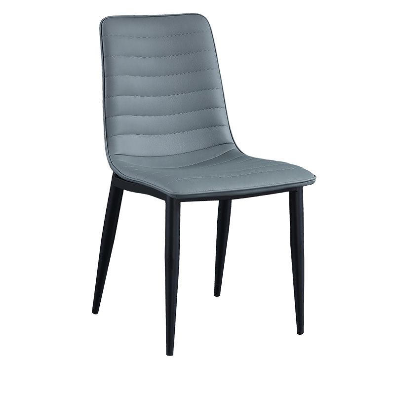 Upholstered Armless Dining Chairs Industrial Metal Legs Side Chair