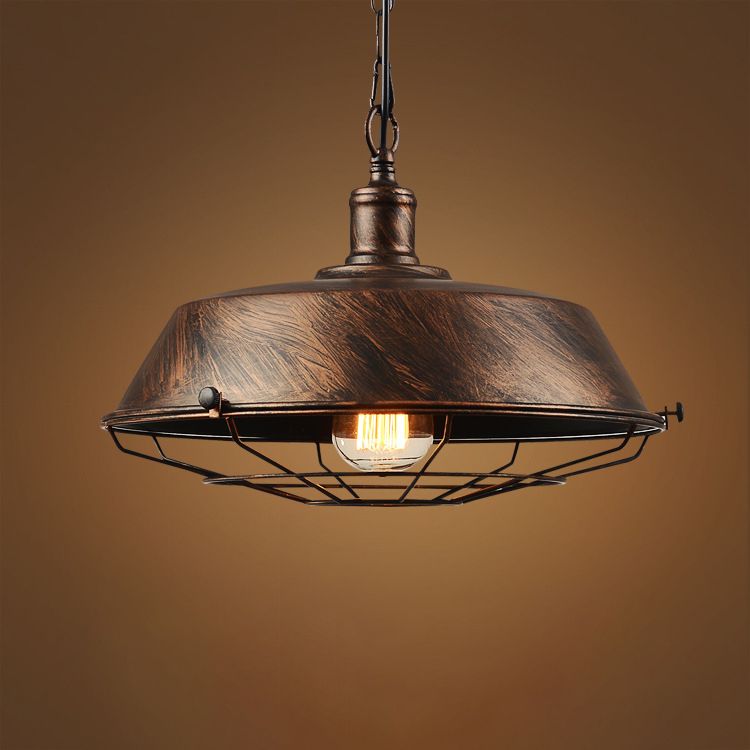 1 lampada a sospensione a sospensione leggera industriale retrò lampada sospesa in metallo con grill per sala da pranzo
