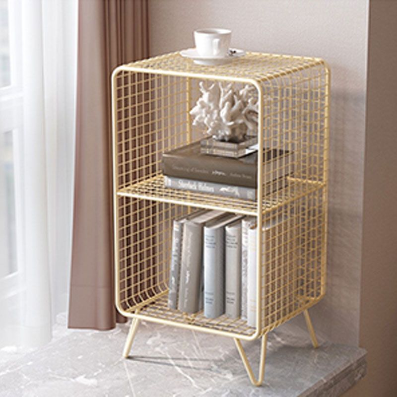 Modern Metal Bookshelf Standard Vertical Closed Back Bookcase in Burnish