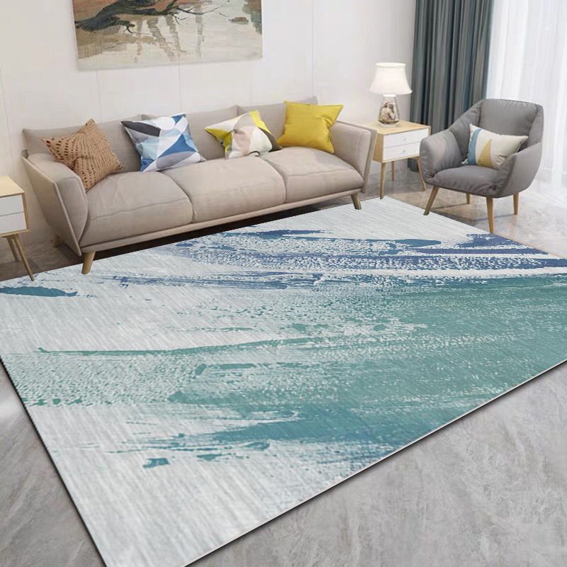 Apricot Abstract Print Rug Polyester Simple Rug Non-Slip Backing Rug for Living Room