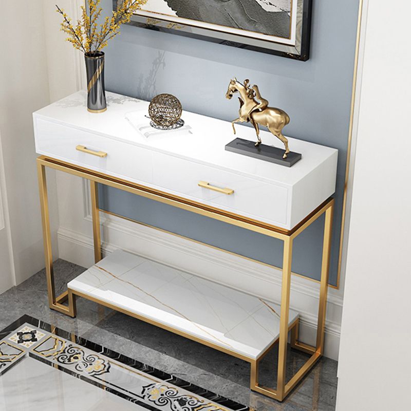 Rectangle Shape Contemporary Console Table 2 Drawers Wood Console Sofa Table