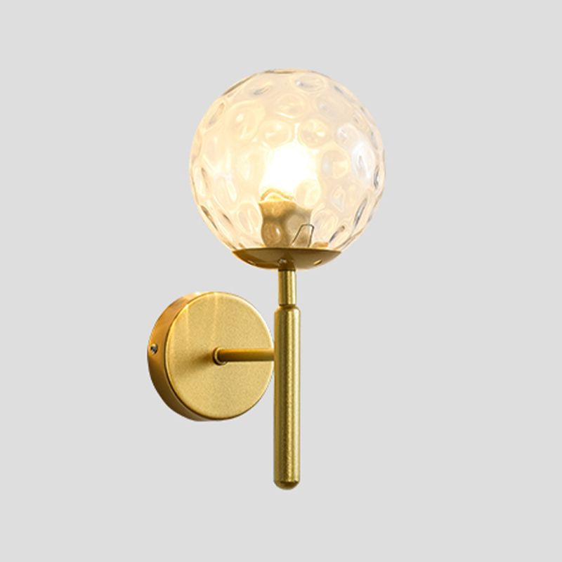 Modern Metal Wall Sconce Ball Shape Wall Light with Glass Shade for Living Room