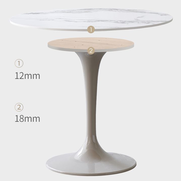 Contemporary Style Home Sintered Stone Dining Table Round Table with Tulip Base