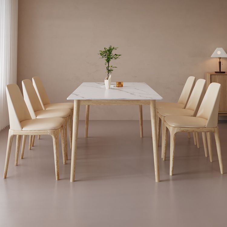 Rectangle Dining Table Set 1/2/6/7/9 Pieces Modern Sintered Stone Table Armless Chairs