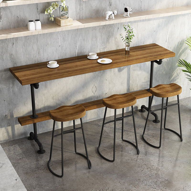 Modern Wood Bar Table Set 1/2/4/7 Pieces Rectangle Table and Stool Set