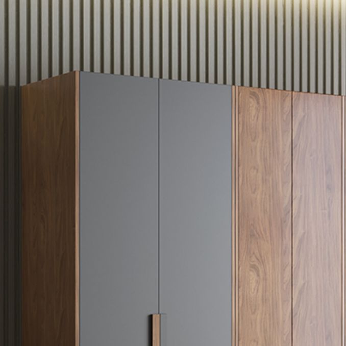 Hinged Wooden Wardrobe Closet with Drawer Modern Storage Cabinet