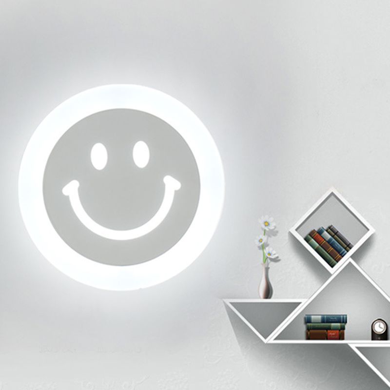 Smiley Face LED Sconce Lamp Ultra-Thin Acrylic Shaded LED Wall Lighting Fixture in Warm/White Light