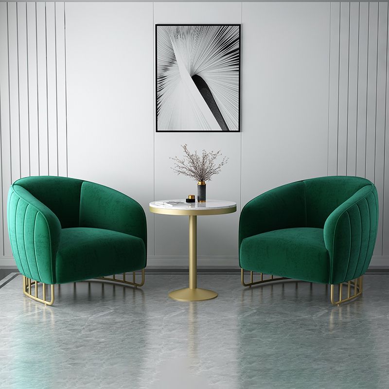 Velvet Barrel Accent Chair 29.52" Wide Arms  Included Chair with Golden Iron Legs