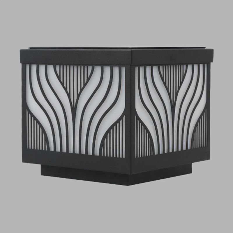 Black Waterproof Pillar Lamp Square Solar Outdoor Lights for Garden