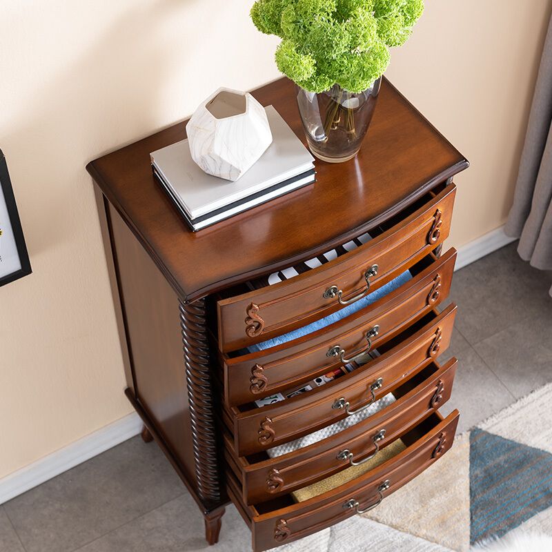 37.4'"Tall Brown Wooden Chest, Rectangle Accent Cabinet with Drawers