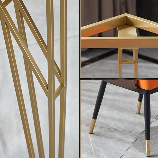 Gold Tripod Base Dining Table Stone and Metal Traditional Luxury Dining Table