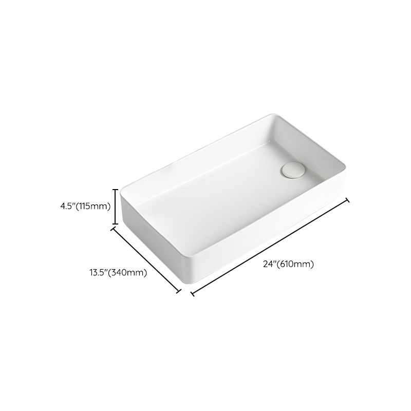 Modern Bathroom Sink Porcelain Solid Color Rectangular Vessel Bathroom Sink