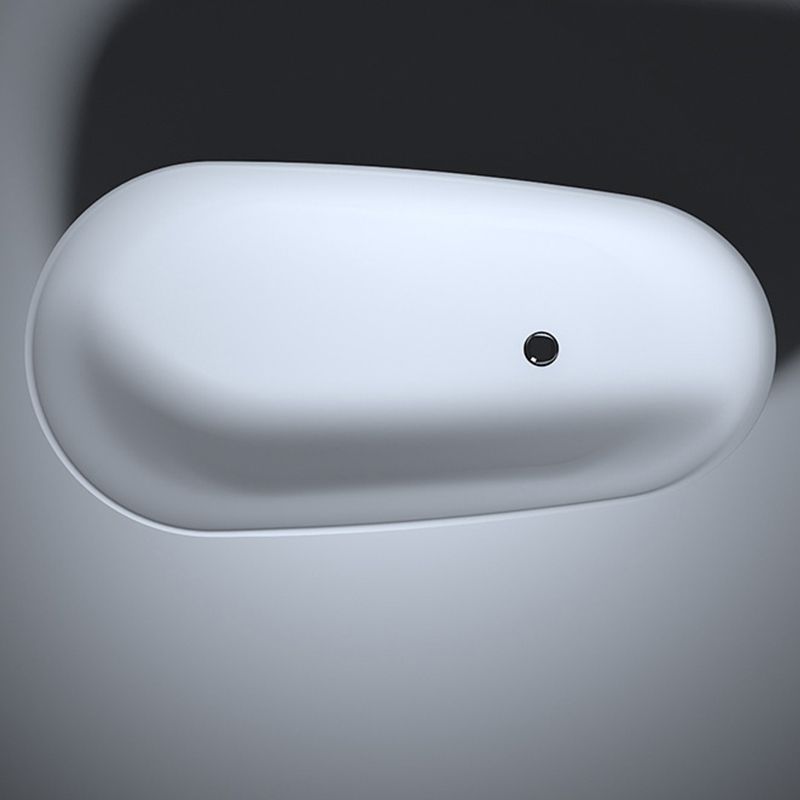Modern Stone Freestanding Oval Tub Soaking 25.2-inch Tall White Bathtub(Board not Include)