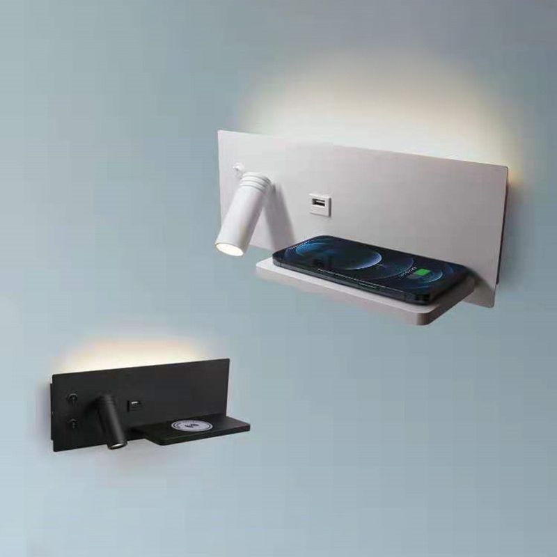 Lámparas de pared rectangulares de estilo contemporáneo metal 2 luces lectura de luz de pared