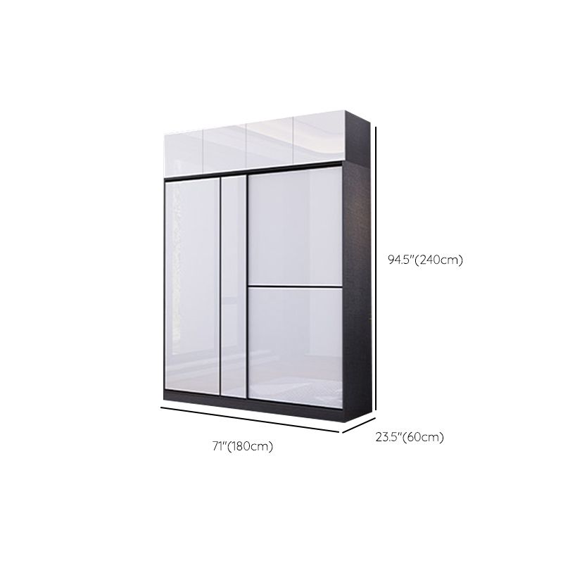 White Grey Wardrobe Cabinet Modern Wardrobe Closet with Shelves