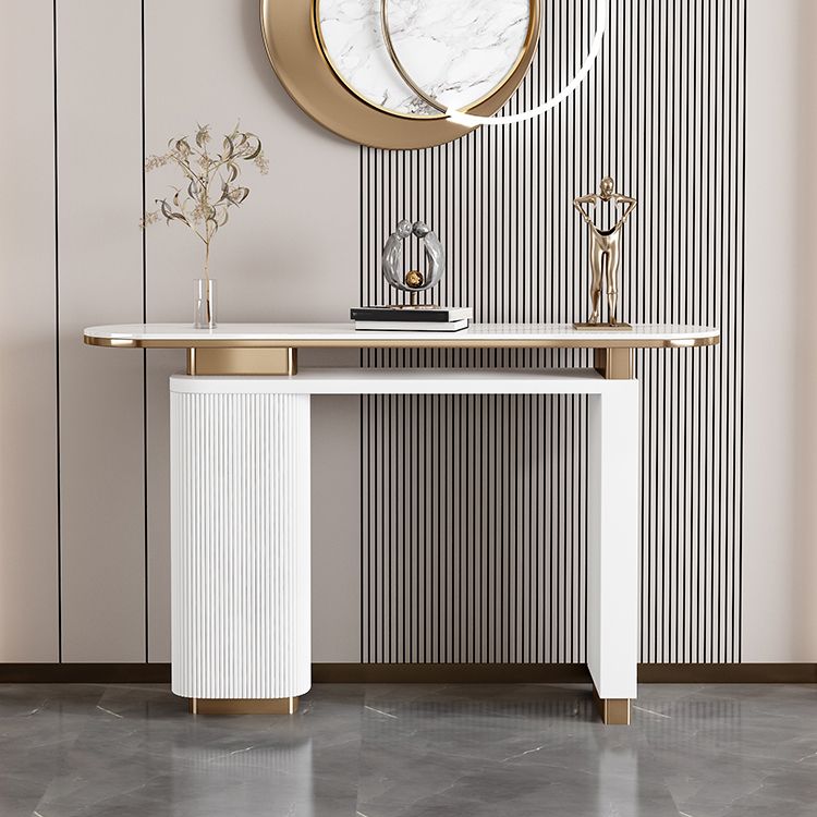 Glam Oval Console Table Reclaimed Wood Console Accent Table for Hall