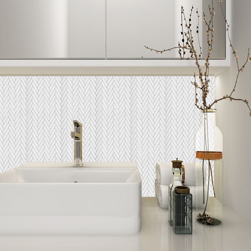 Adhesive Herringbone Brick Wallpaper Panel PVC Country Style Wall Decor for Restroom