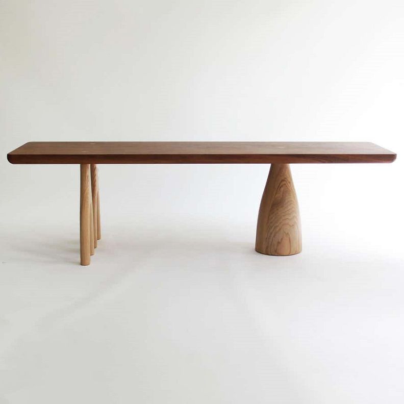 Rechthoek houten eettafel voor restaurant industriële tafel met 3 poten