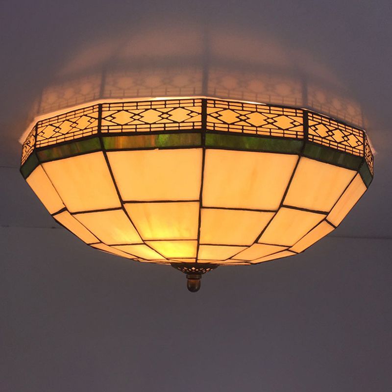 Hemispherical Glass Ceiling Lamp Traditional Style Flush Mount Light for Bedroom