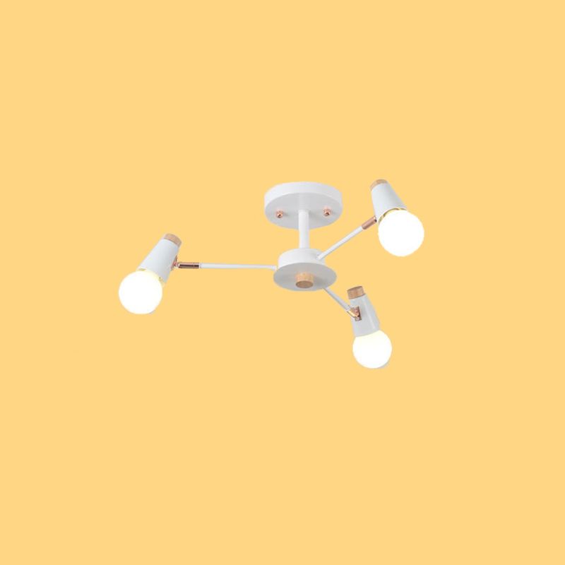 Industrial Multi-Light Ceiling Light Wrought Iron Semi Flush Mount for Living Room