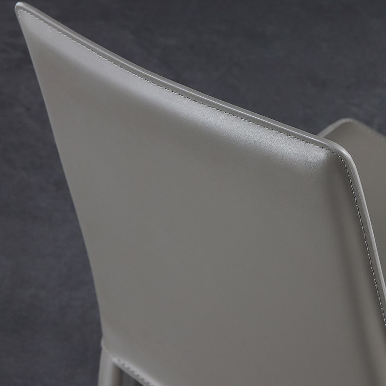 Silla lateral de cuero para restaurante, estilo diseñador, respaldo sólido, acabado mate, silla de comedor