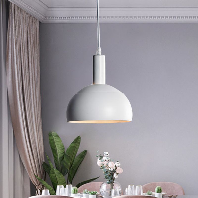 Dome Iron Down Lighting Modern Nordic Style 1 Restaurant léger suspendu suspendu en blanc