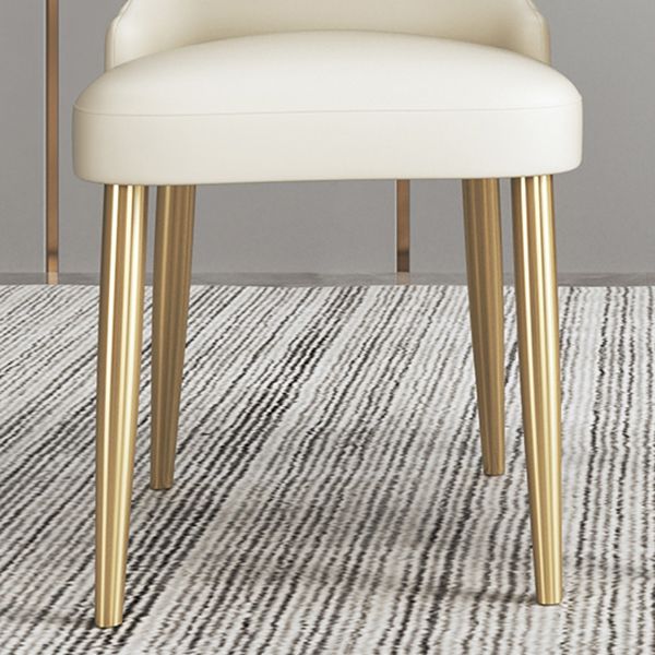 Silla sin brazos de comedor de cuero sintético Glam, silla de comedor de metal para uso doméstico