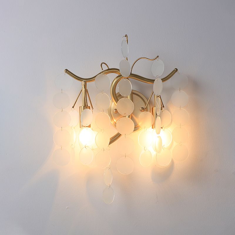 Branch Design Bedroom Wall Lighting Blue/Pink Glass 2 Lights Modern Style Wall Lamp with Open Bulb