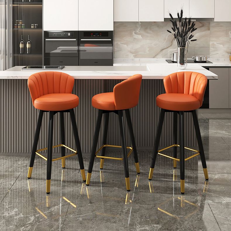 Contemporary Metal Legs Bar Stools Faux Leather Living Room Counter Chair