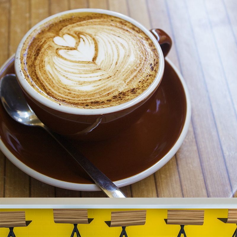 Contemporary Coffee Mural Photography Horizontal Wall Covering for Coffee Shop