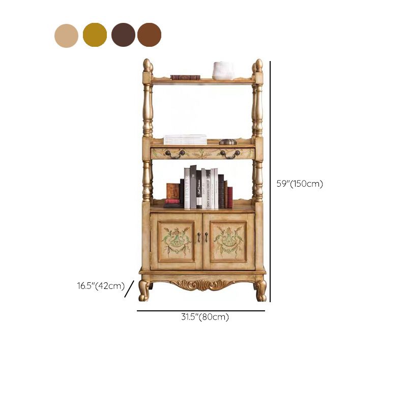 Industrial Rubberwood Chest with Doors Storage Cabinet with Shelves