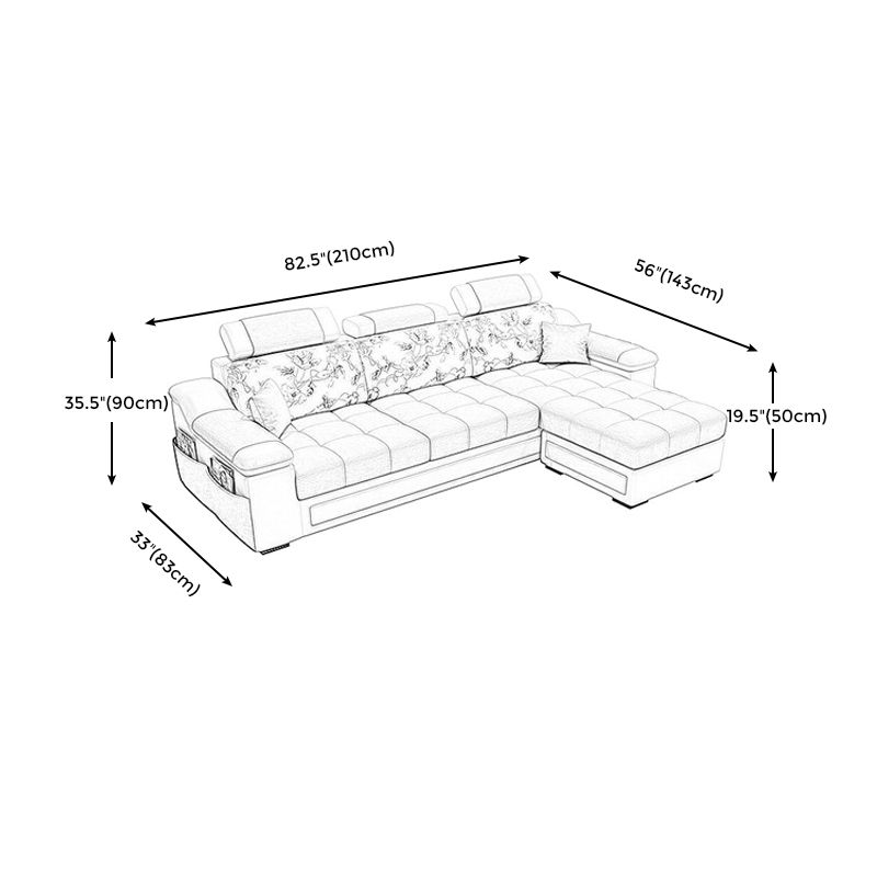 Pillow Top Arm Modular Settee Furniture 3-seater Sofa and Chaise with Pillows